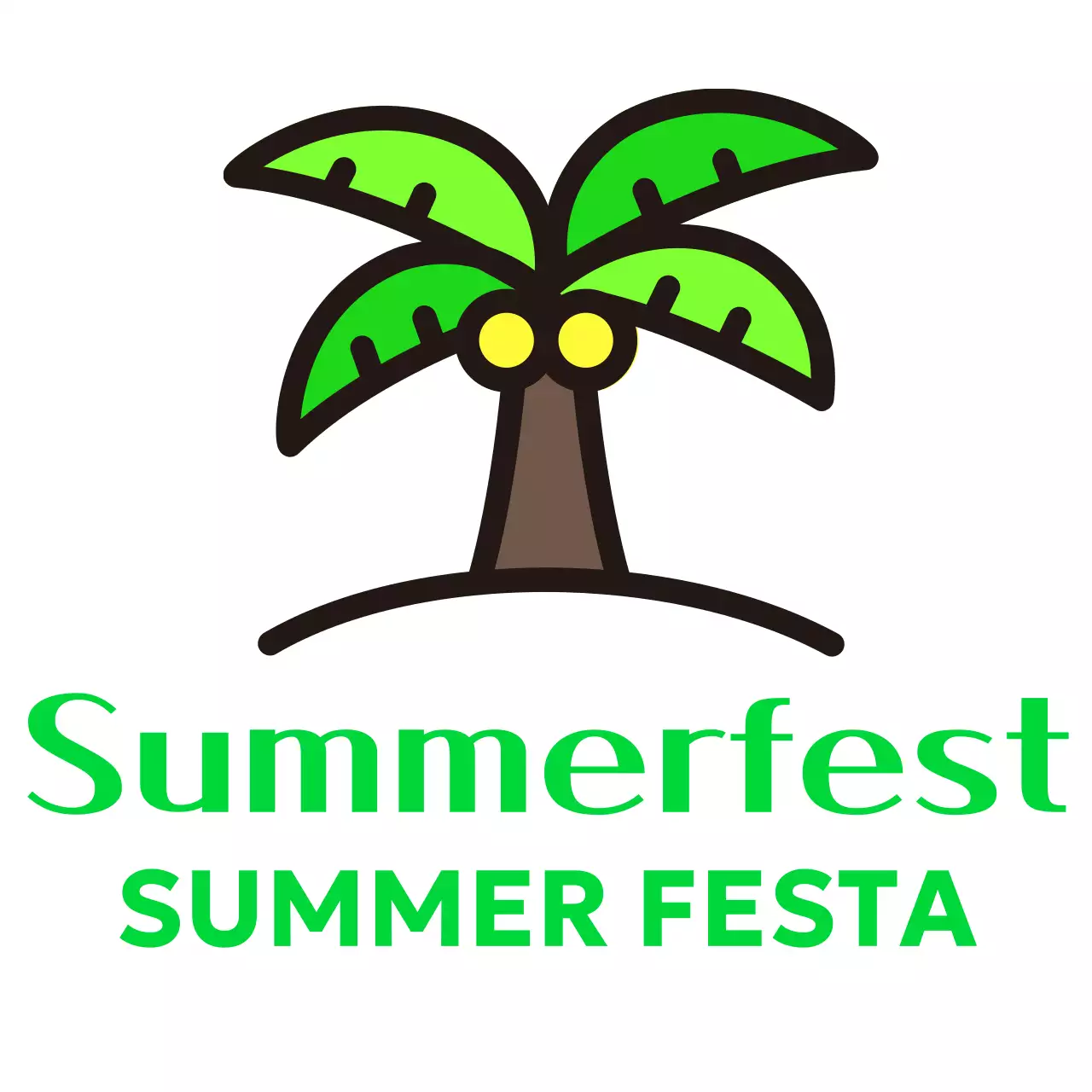 Simple summer festival with palm tree illustrations