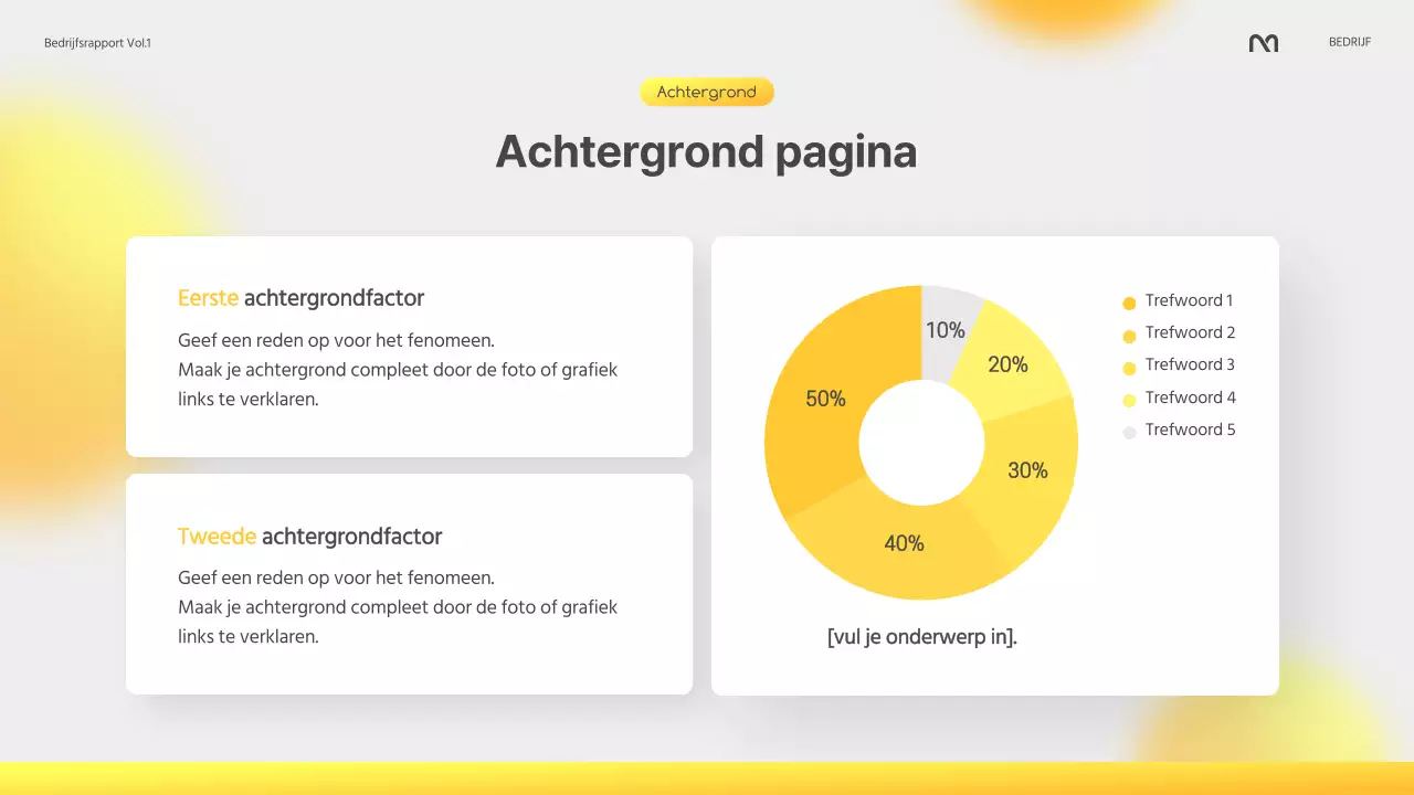 Een modern bedrijfsrapport in geel en grijs