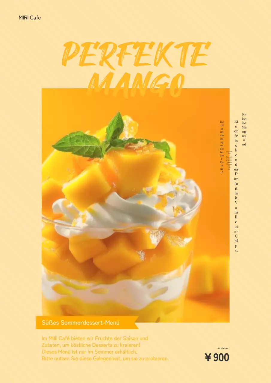 Werbung für neue gelbe, kitschige Sommerdesserts