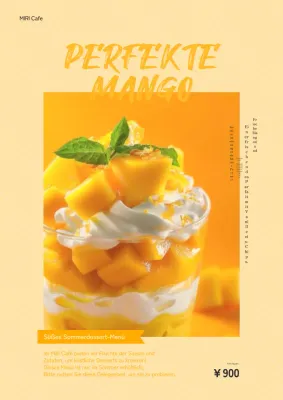Werbung für neue gelbe, kitschige Sommerdesserts