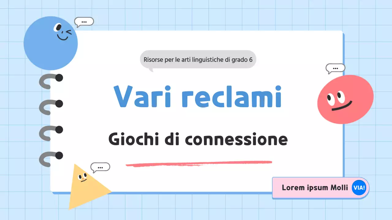 Simpatiche risorse per le arti linguistiche della scuola primaria in blu e rosa