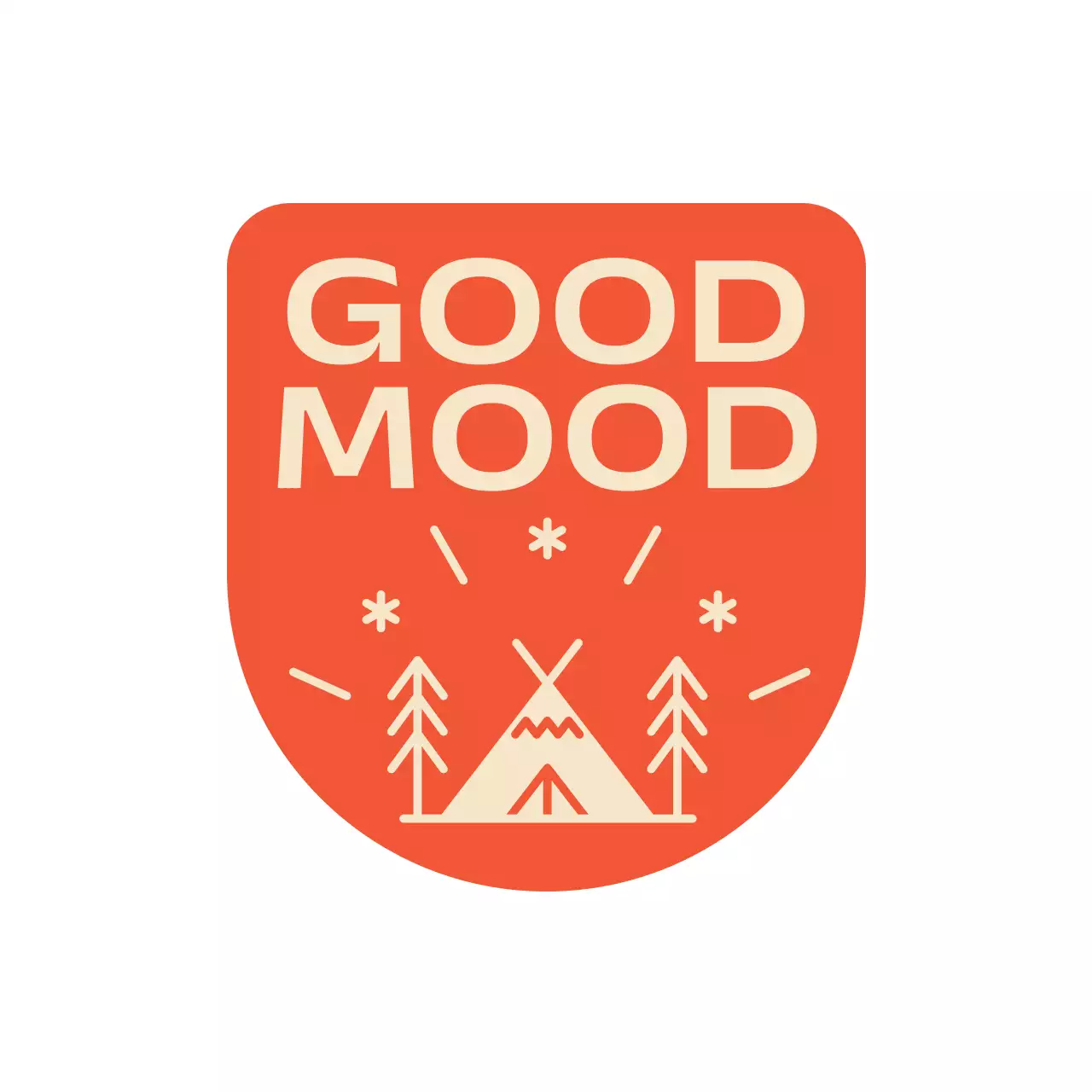 아치형 도형과 캠핑 일러스트가 있는 캠핑 굿즈