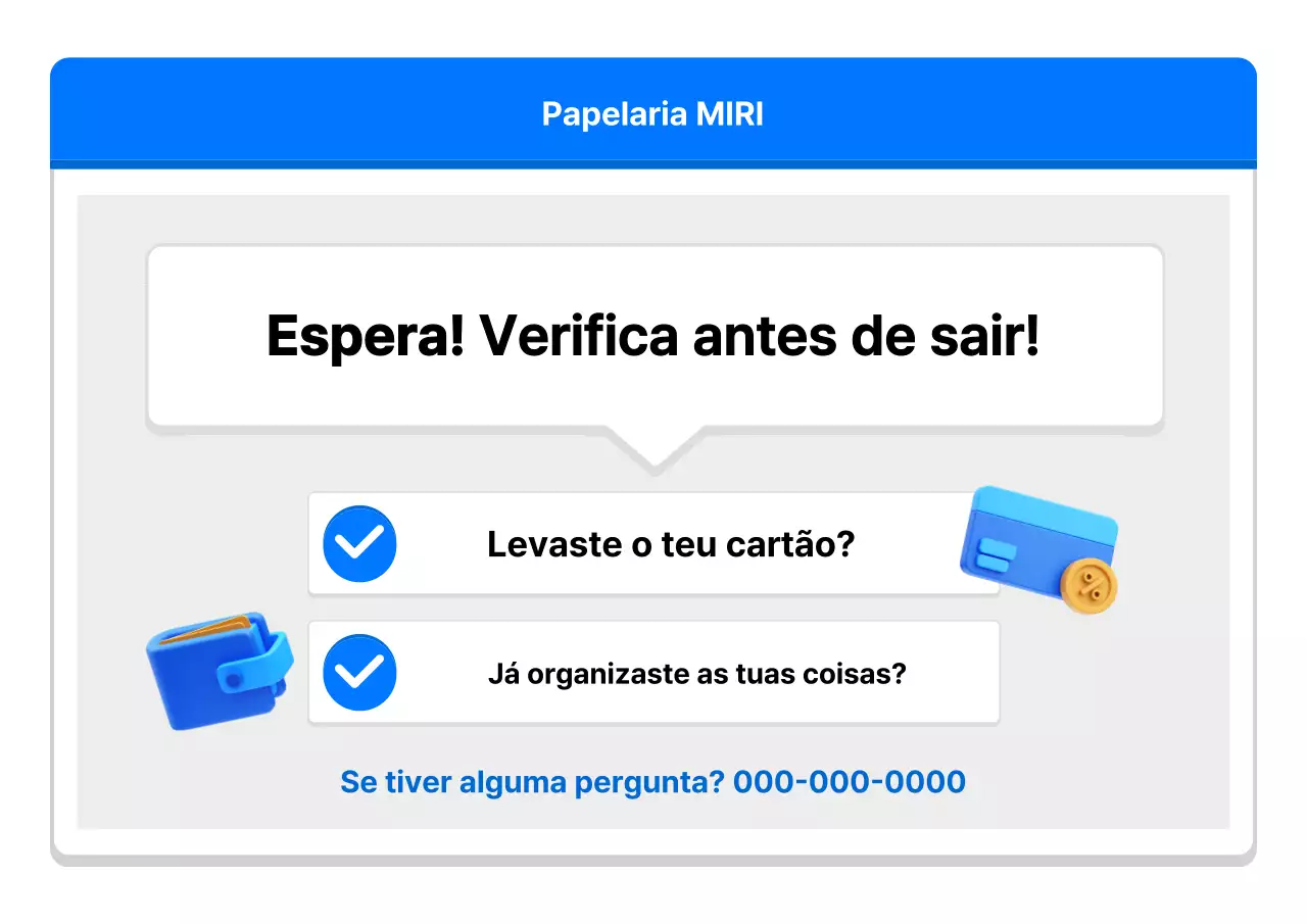 Um anúncio simples de montra azul e cinzenta