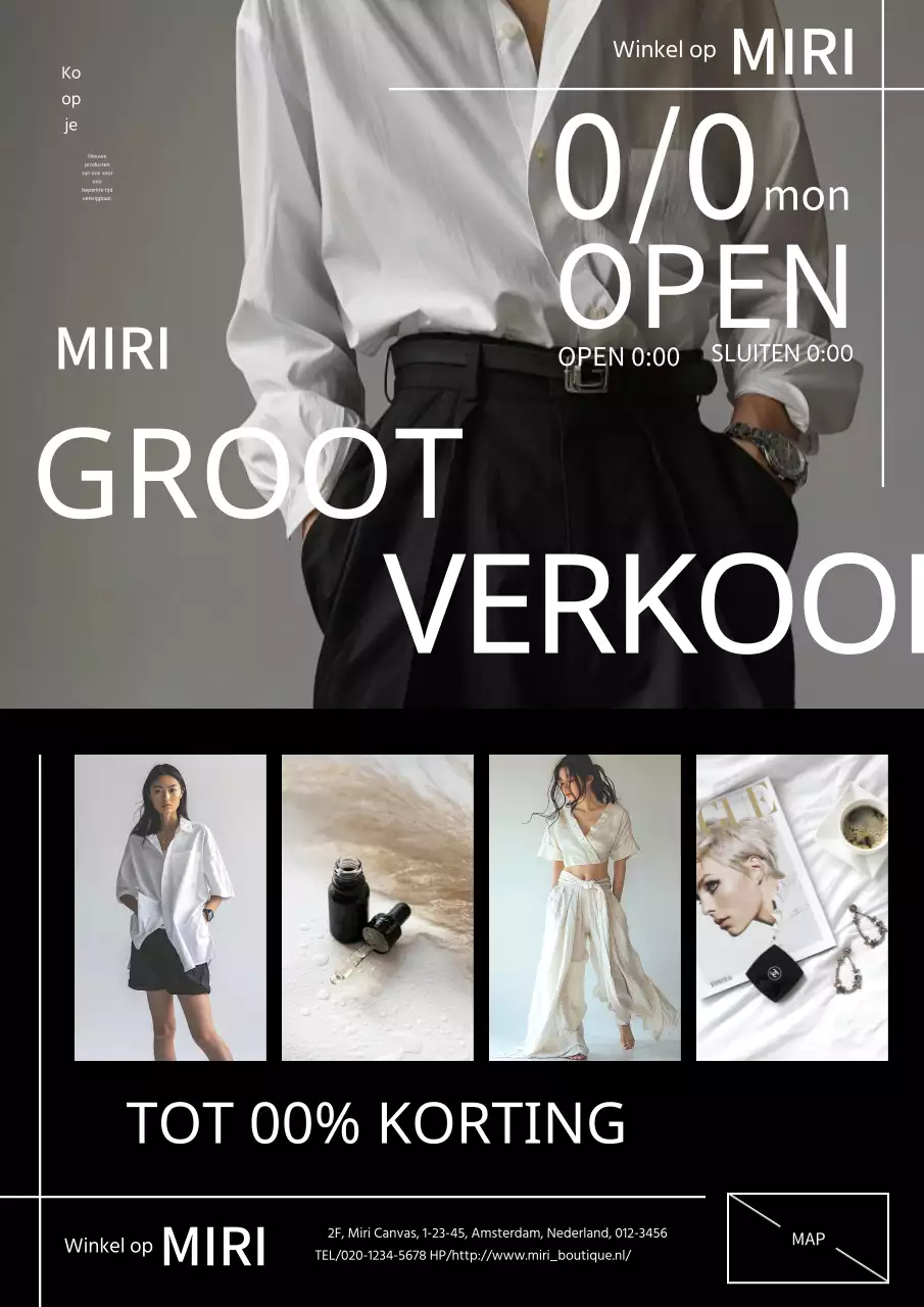 Moderne en stijlvolle modeadvertentie in zwart-wit