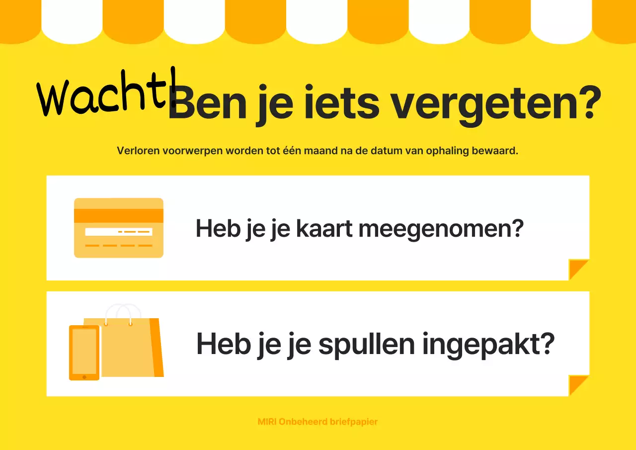 Flyer voor een leuke oranje en gele onbemande kantoorboekhandel