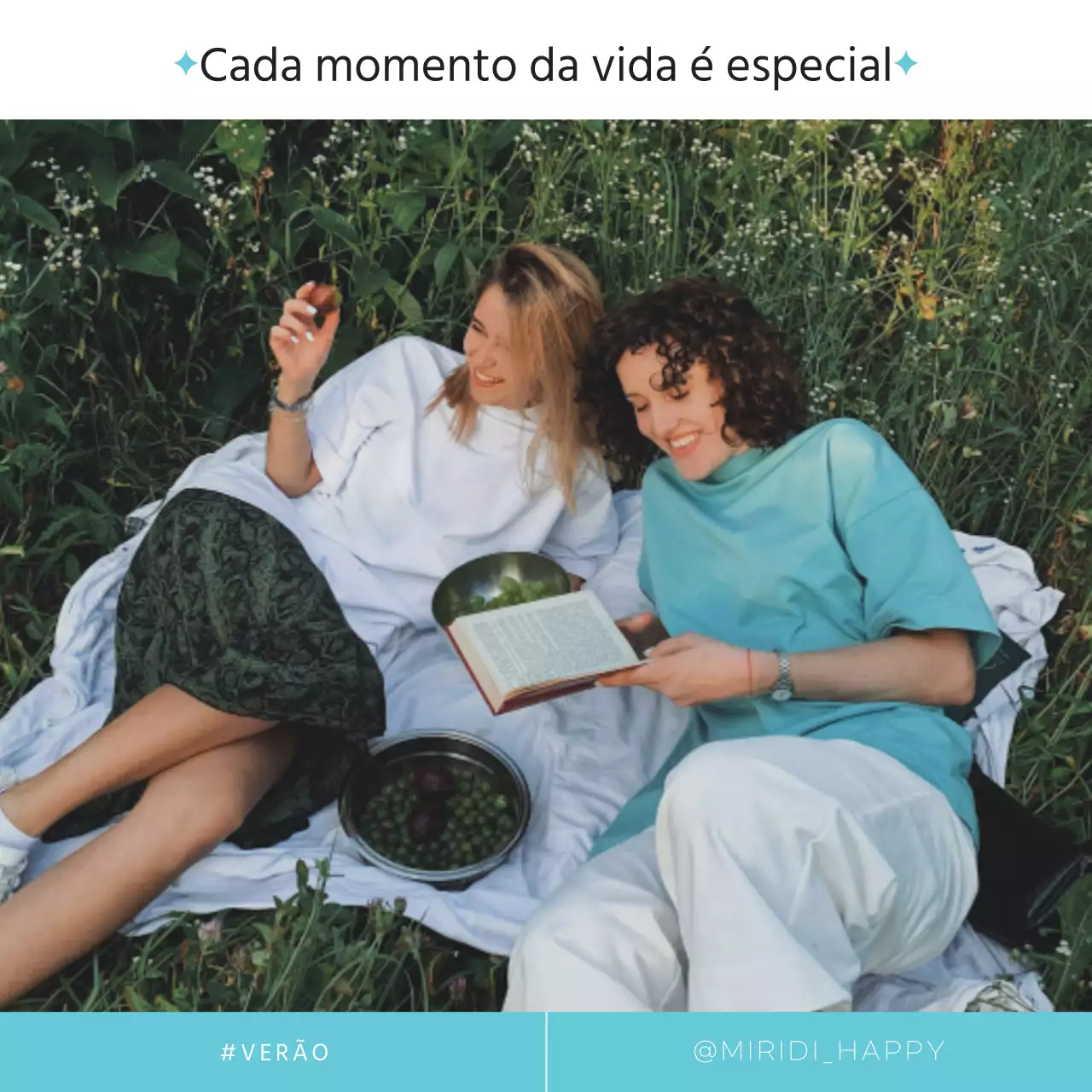 Frases modernas de verão para o dia a dia em verde e azul claro