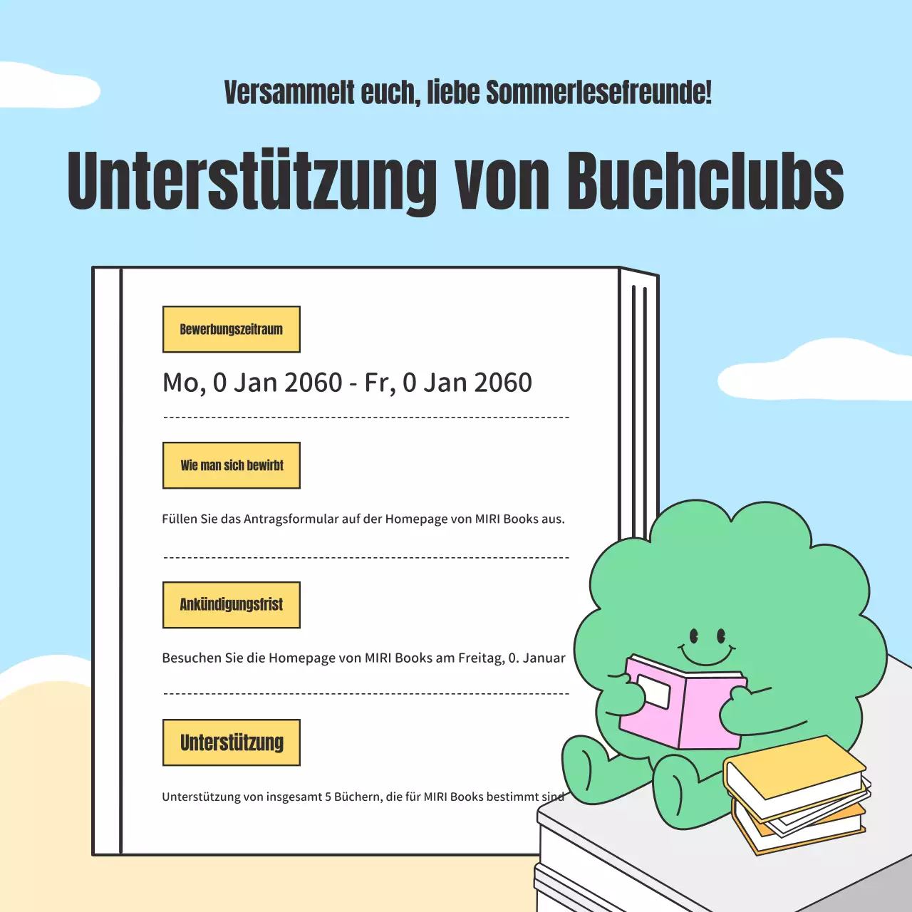 Förderung einer gemütlichen Sommerleserunde in Hellblau und Beige