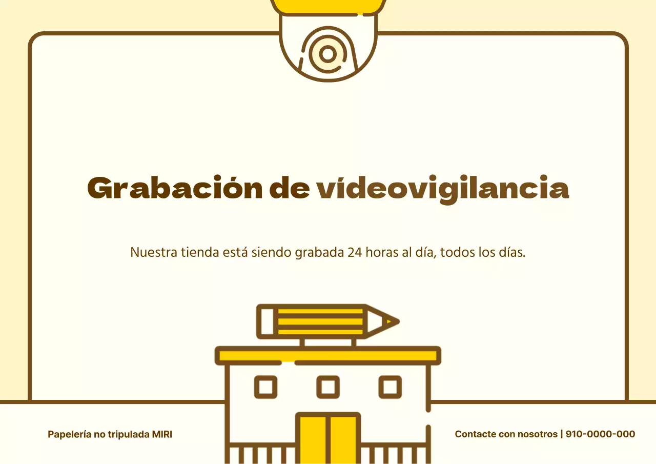 Aviso sencillo amarillo y marrón de grabación de circuito cerrado de televisión
