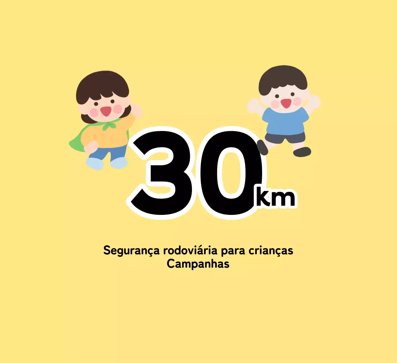 Campanha de segurança rodoviária com personagens infantis