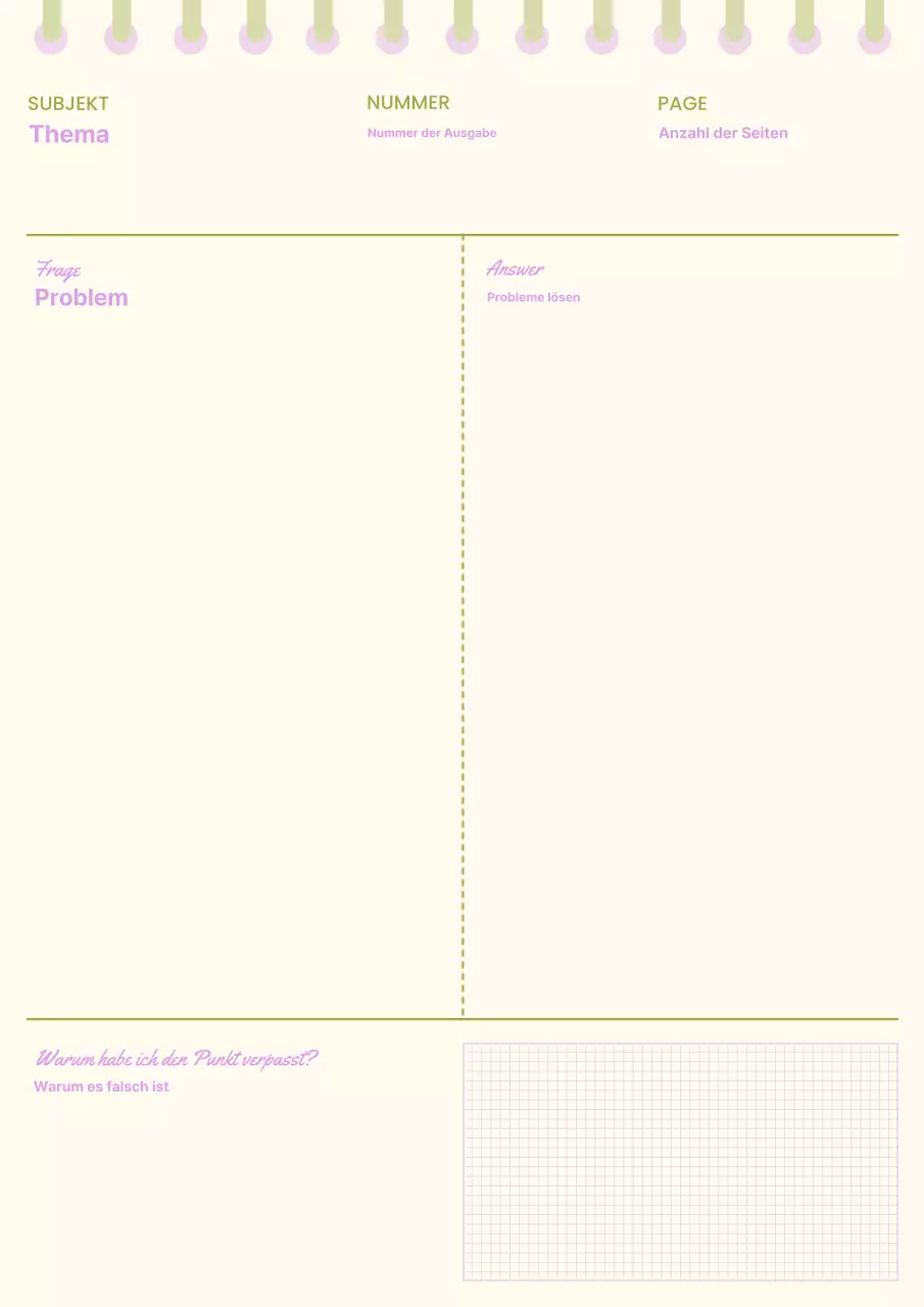 Einfacher lilafarbener und lindgrüner Antwortschlüssel-Planer