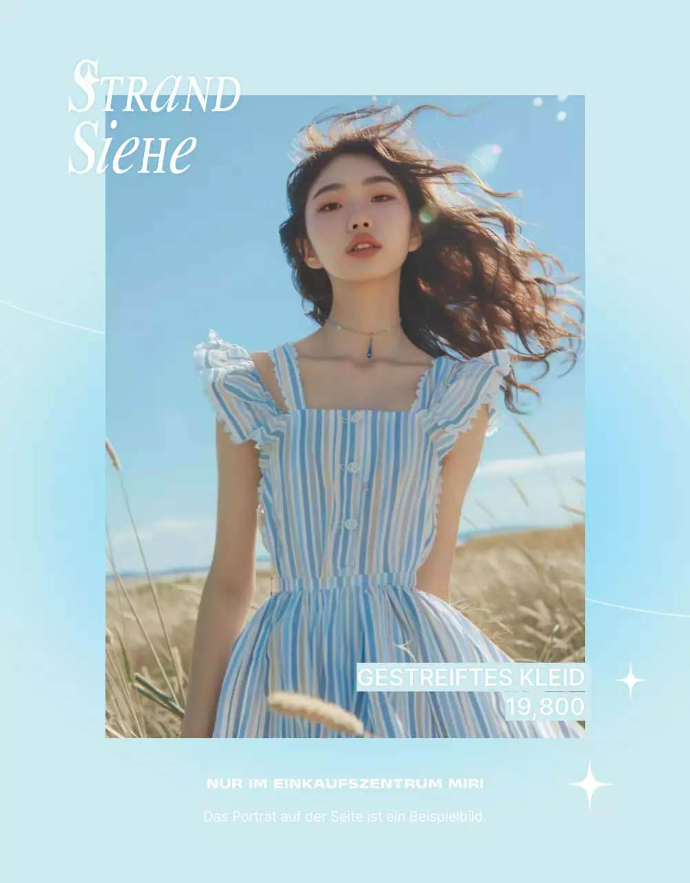 Werben Sie für tropische Sommermode in Hellblau und Mint