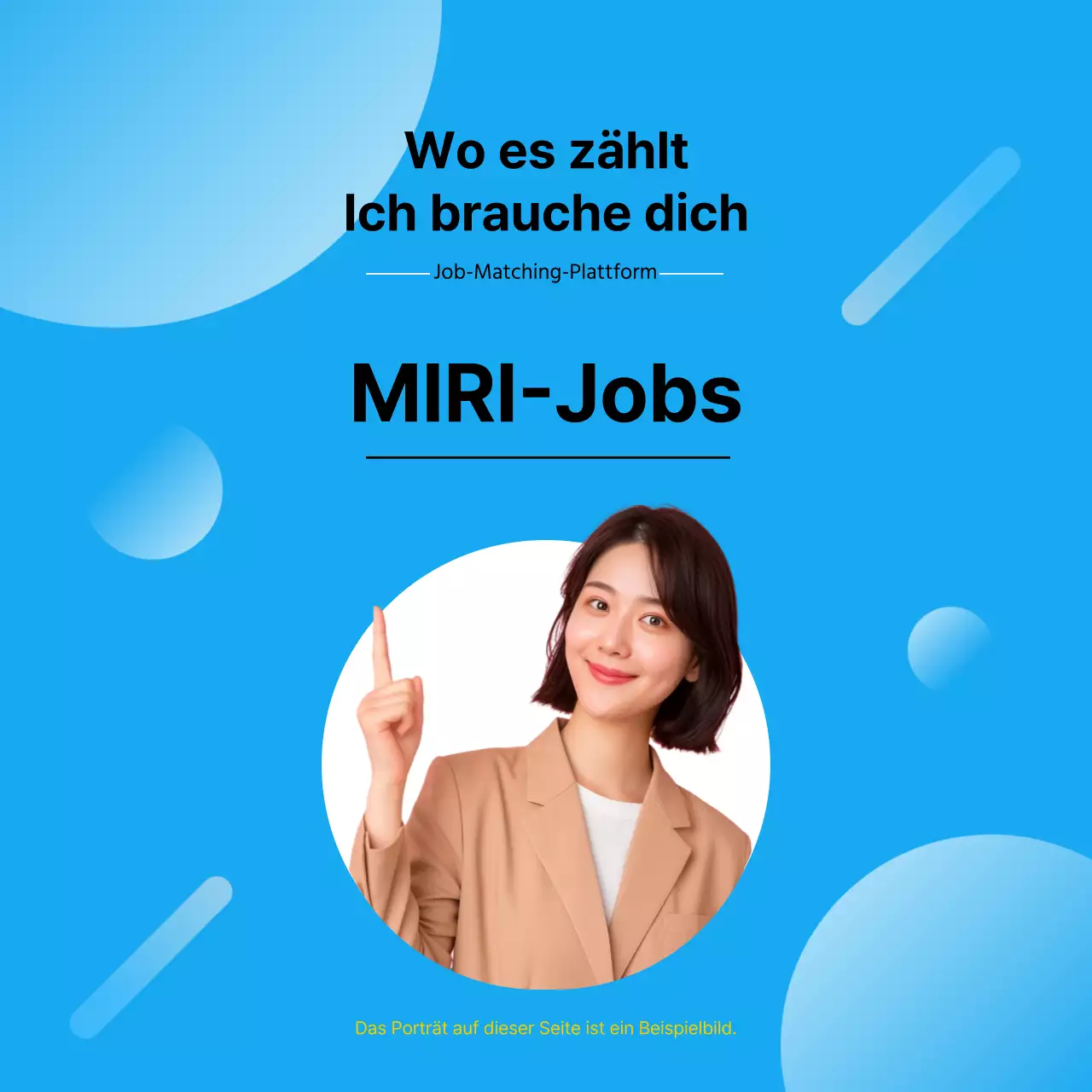 Werbung für eine moderne Job-Matching-Plattform in Blau und Weiß