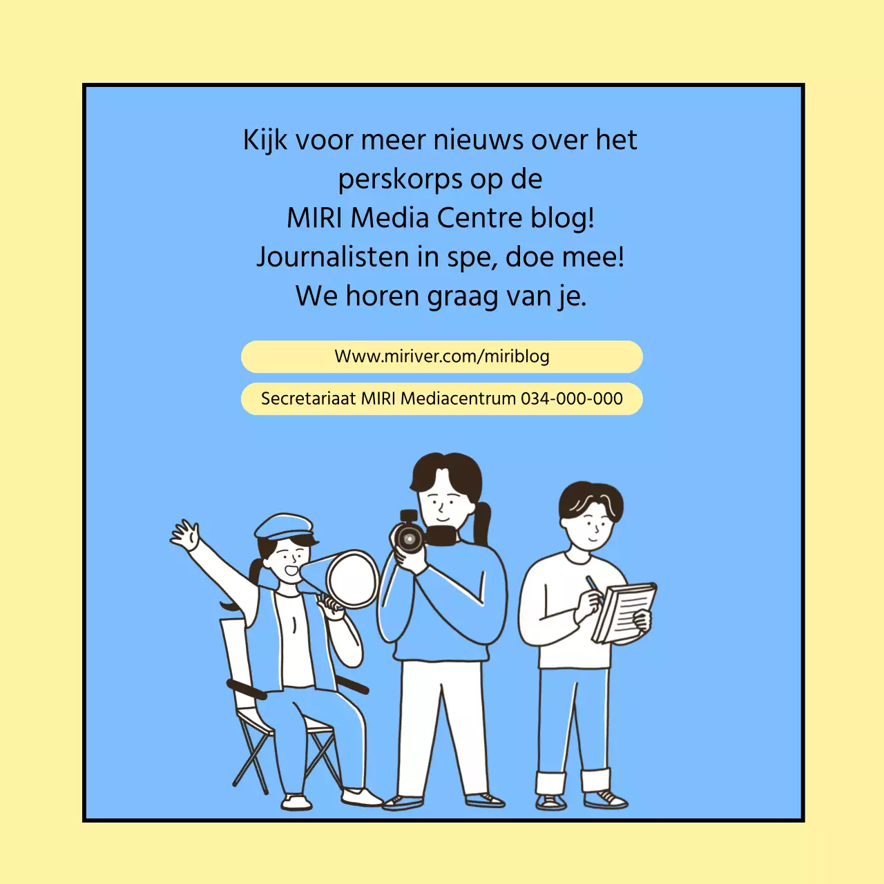 De werving van een geel en lichtblauw college journalistiek team bevorderen