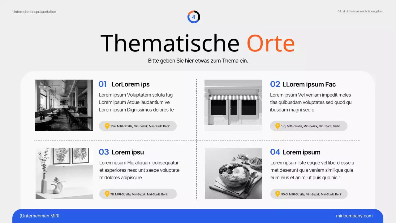 Einfache Marketingtrends in Blau und Orange Themenpapier