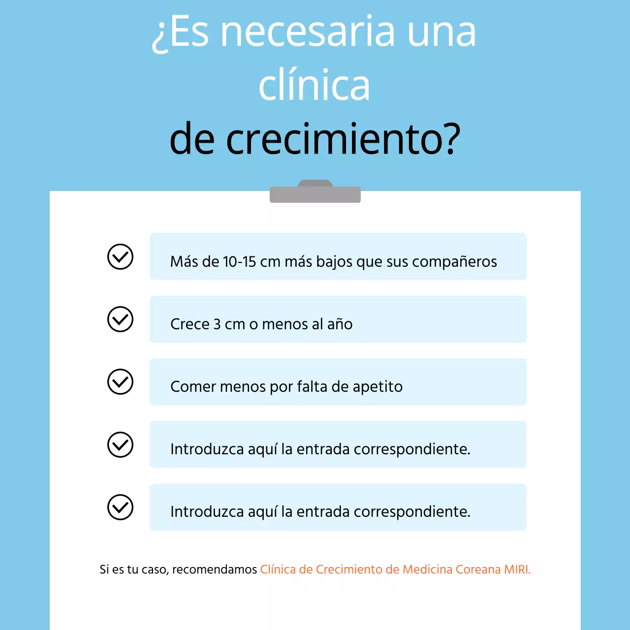 Promoción de una sencilla clínica de medicina china para el crecimiento infantil en azul claro y naranja