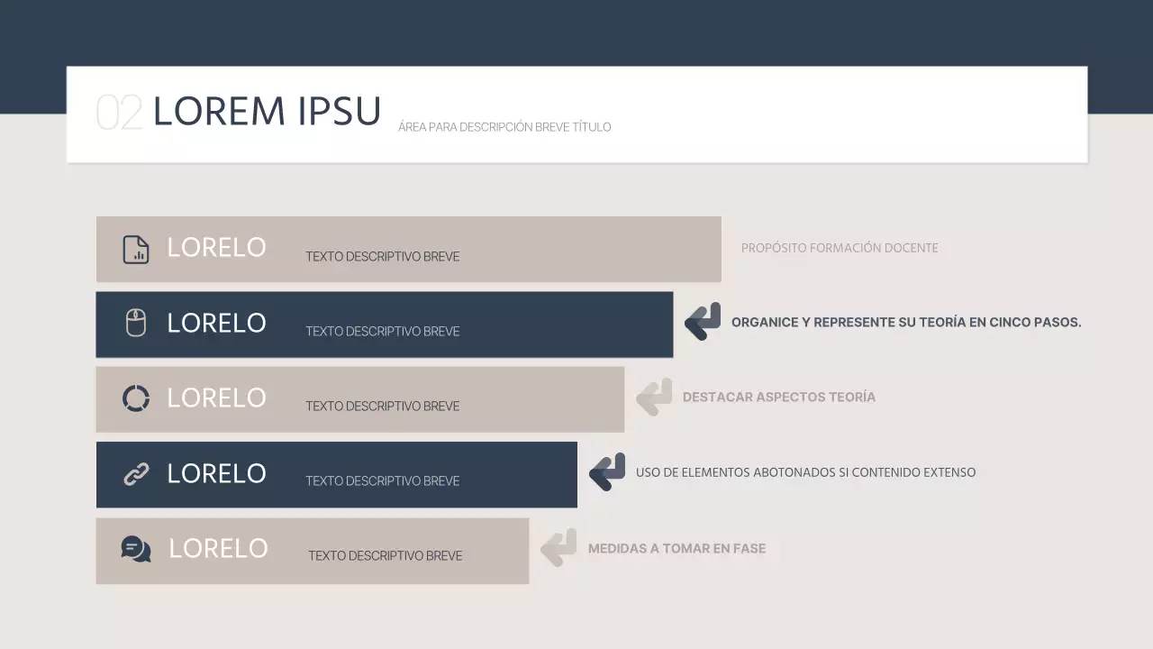 Informe sencillo de formación del profesorado en azul marino y beige