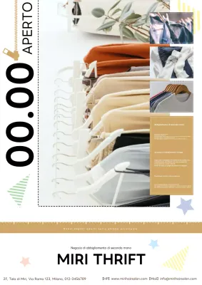 Un annuncio carino e delicato del negozio dell'usato in beige e bianco!