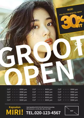 Geel en zwart moderne geometrische kapsalon advertentie