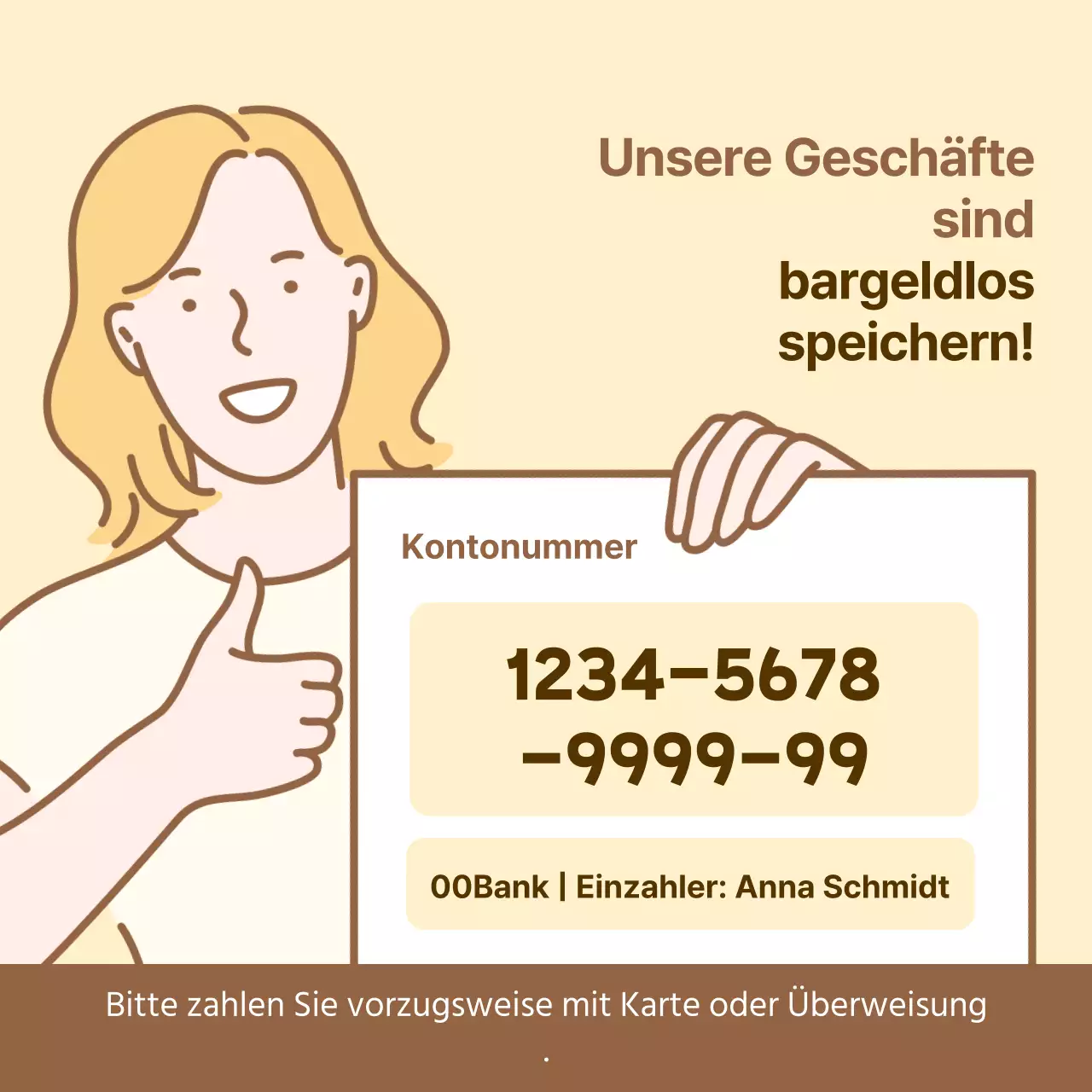 Ankündigung von trendigen Kontonummern in Gelb