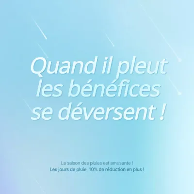 Publicité simple pour les événements de la saison des pluies en bleu clair