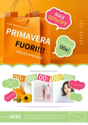 Annuncio di vendita primaverile in arancione e verde