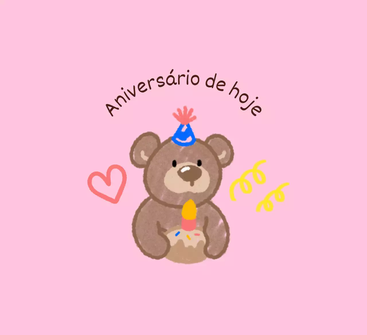 Feliz aniversário com personagens giras com um toque de rabisco