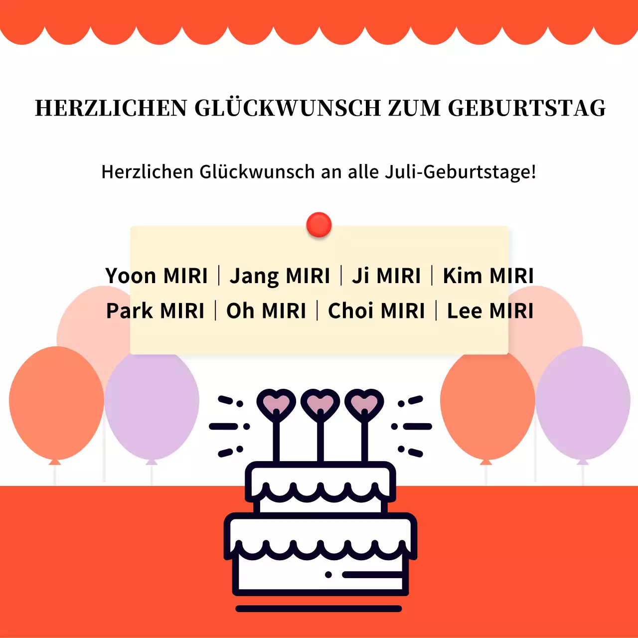 Reds bezaubernde Geburtstagsanzeige