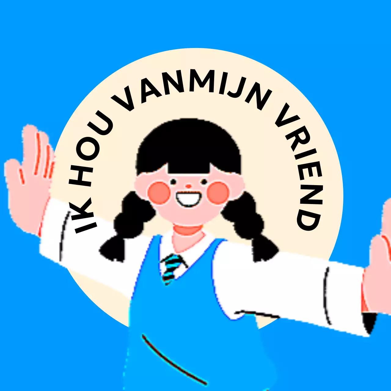 Anti-geweld ontwerp met illustratie van studenten met uitgestrekte armen