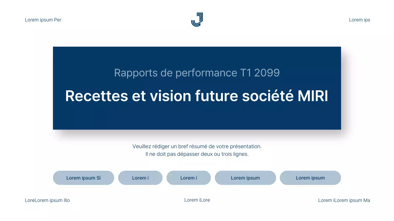 Rapport simple sur les revenus et les performances de l'entreprise en bleu et blanc