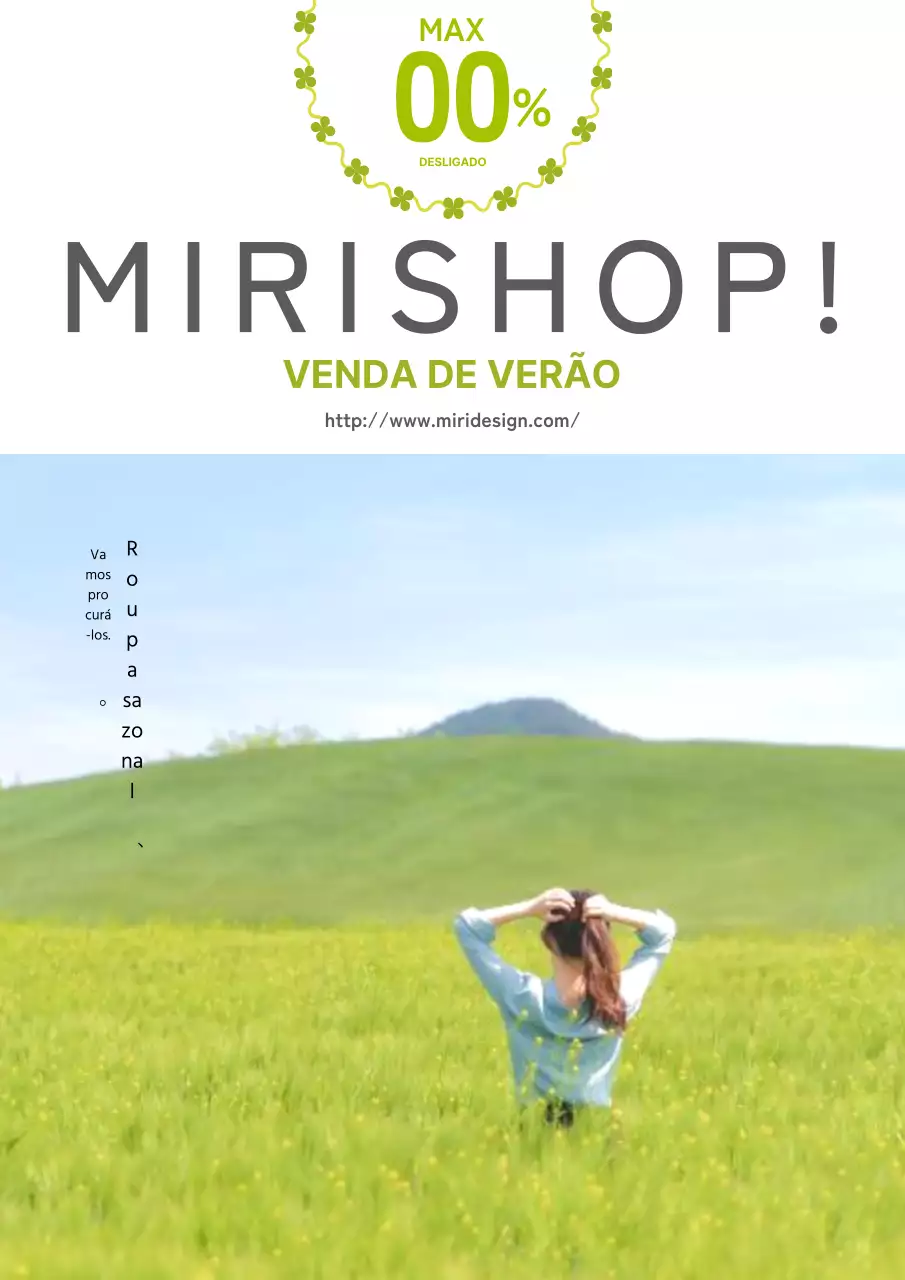 Anúncio de moda bonito e pormenorizado em verde e azul claro