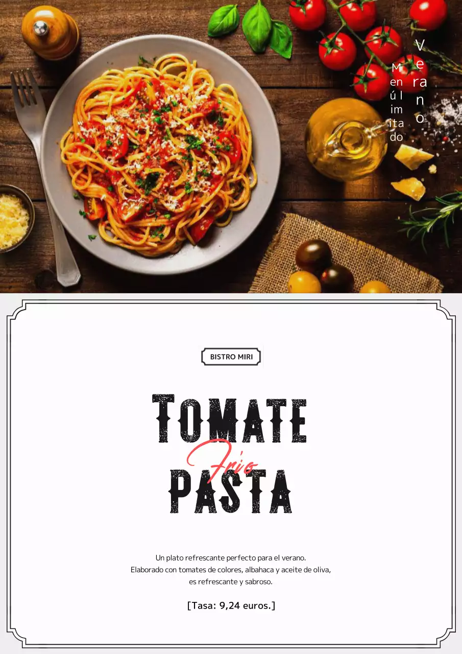 Promocione un menú de verano moderno en blanco y negro