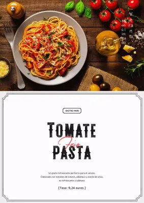 Promocione un menú de verano moderno en blanco y negro