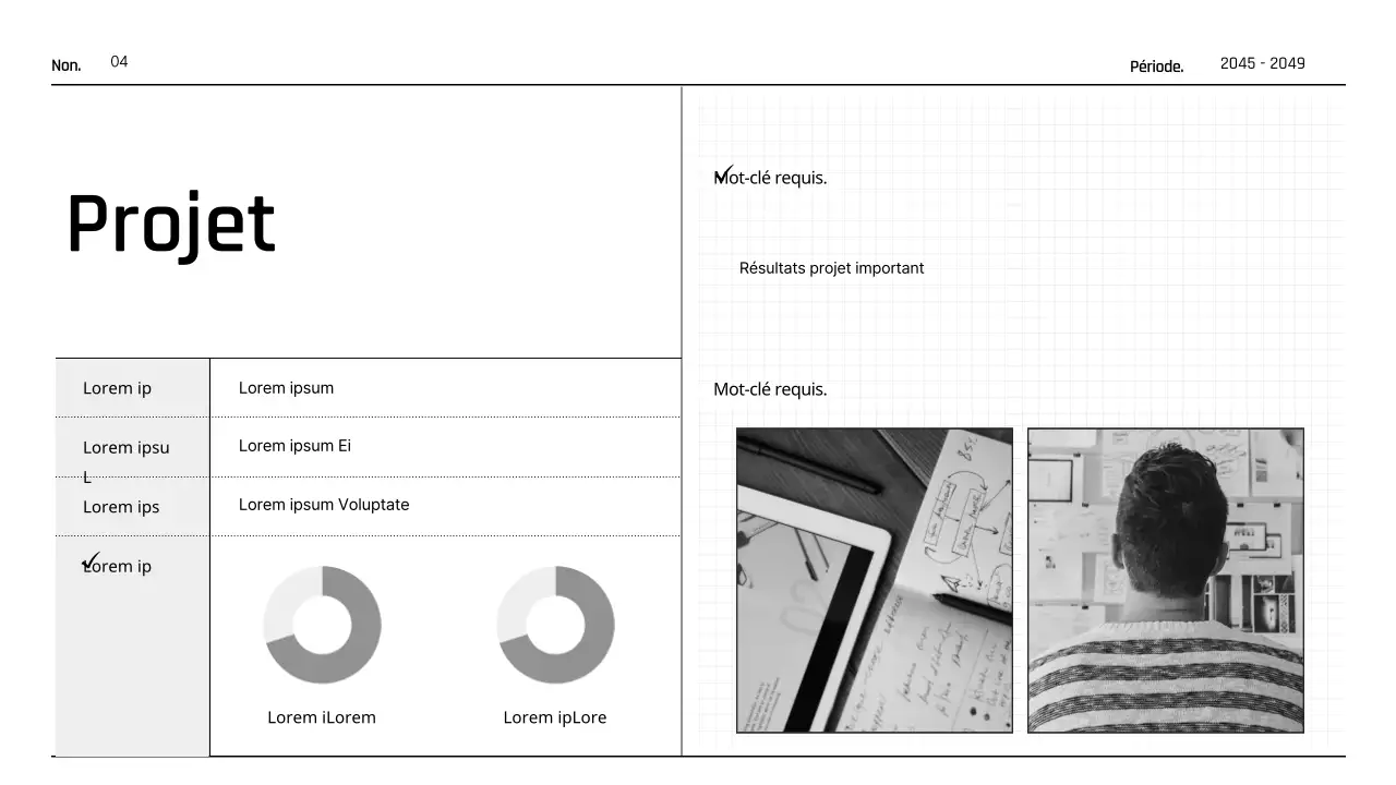 Portefeuille imprimable simple de type agenda en noir et blanc