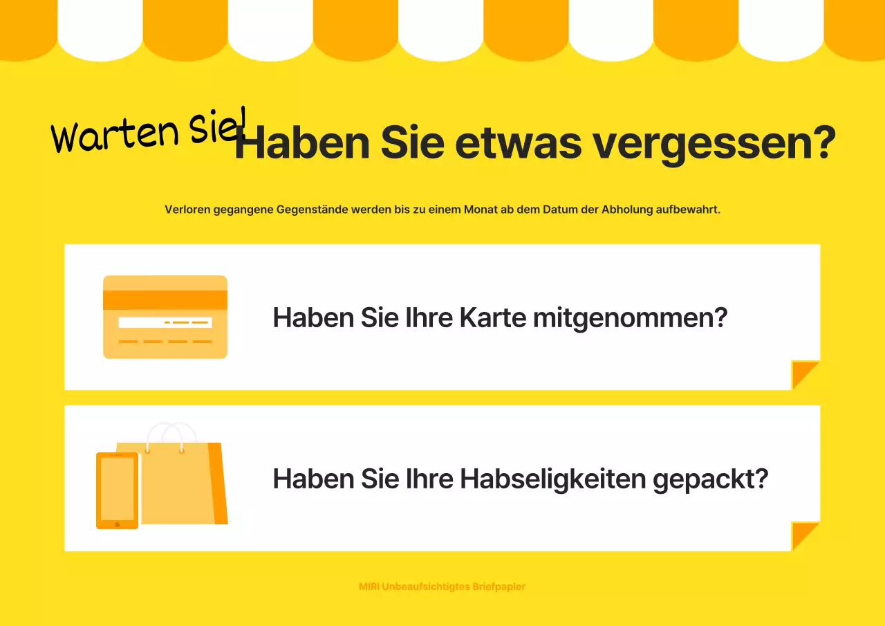 Flyer für ein hübsches unbemanntes Schreibwarengeschäft in Orange und Gelb