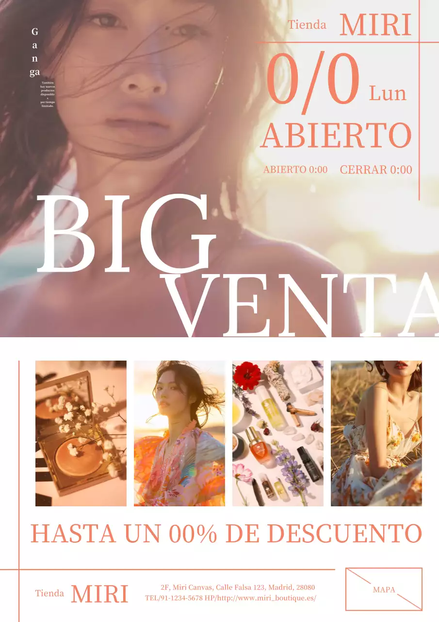 Anuncio de moda natural y con estilo en naranja y blanco