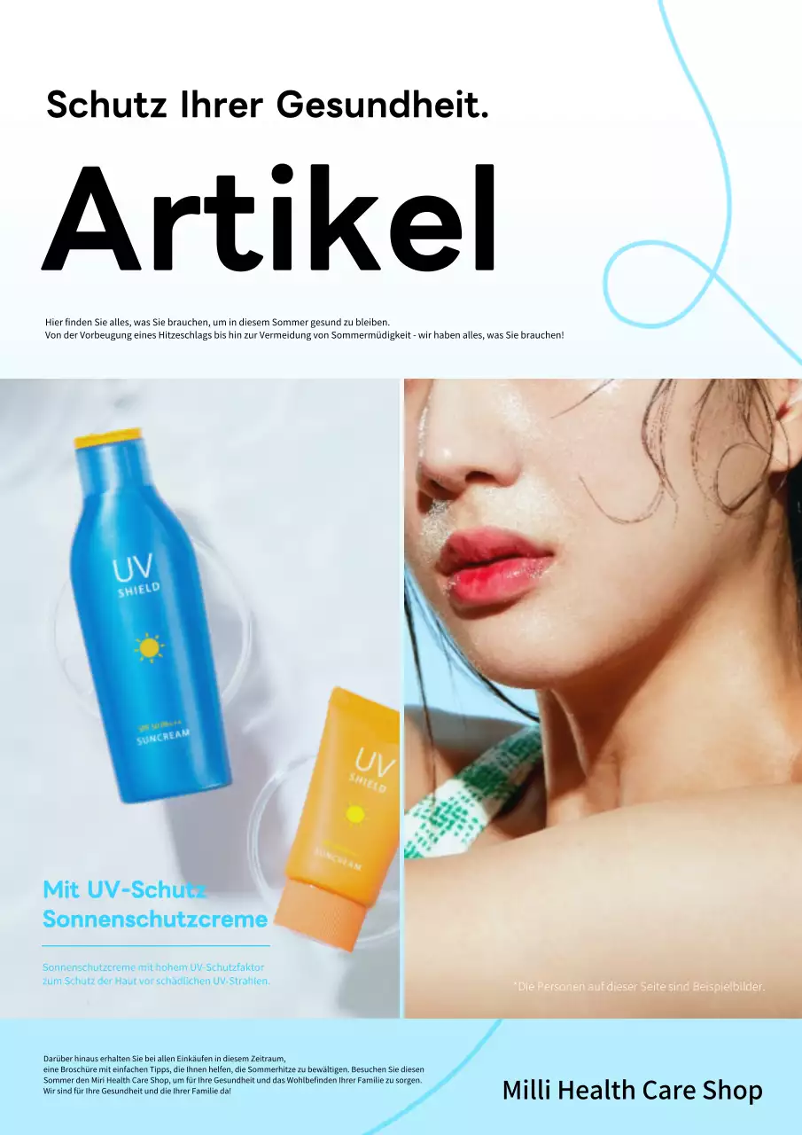 Einfacher Sommerprodukt-Promotionsflyer in Hellblau und Weiß