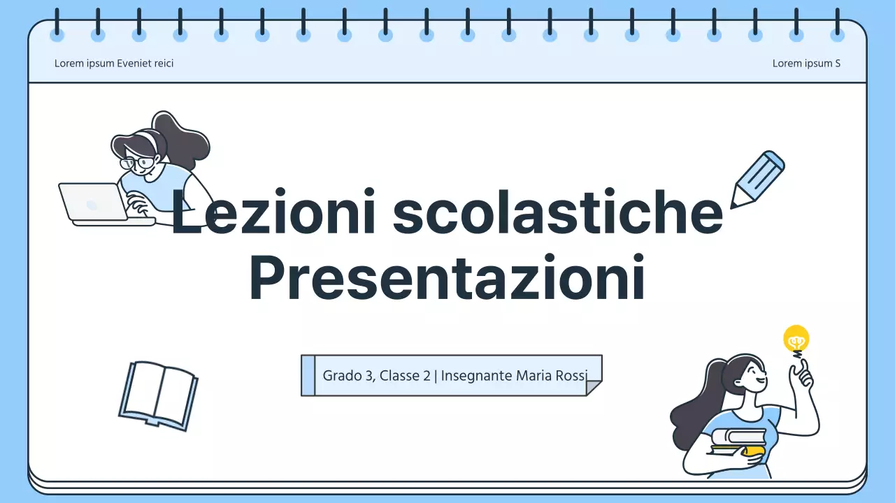 Piano di lezione semplice per insegnanti di scuola in blu e bianco