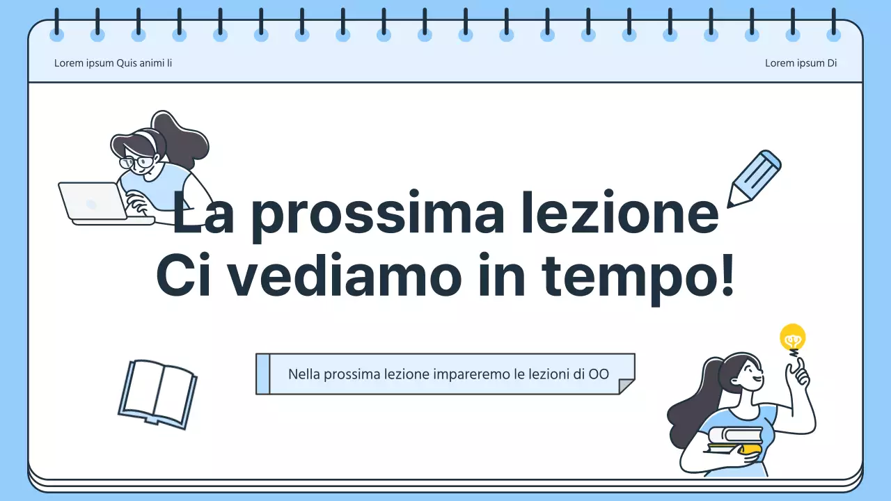 Piano di lezione semplice per insegnanti di scuola in blu e bianco