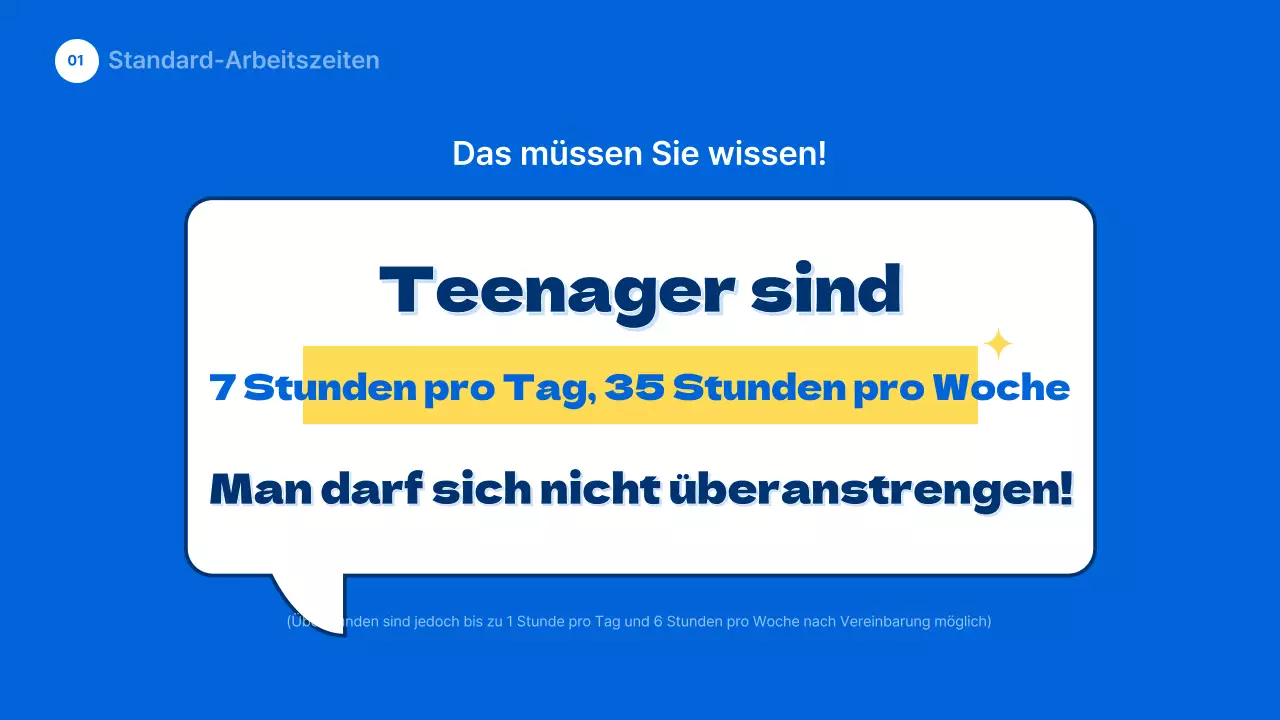 Informationen zum Jugendarbeitsrecht in blauem und einfachem Stil