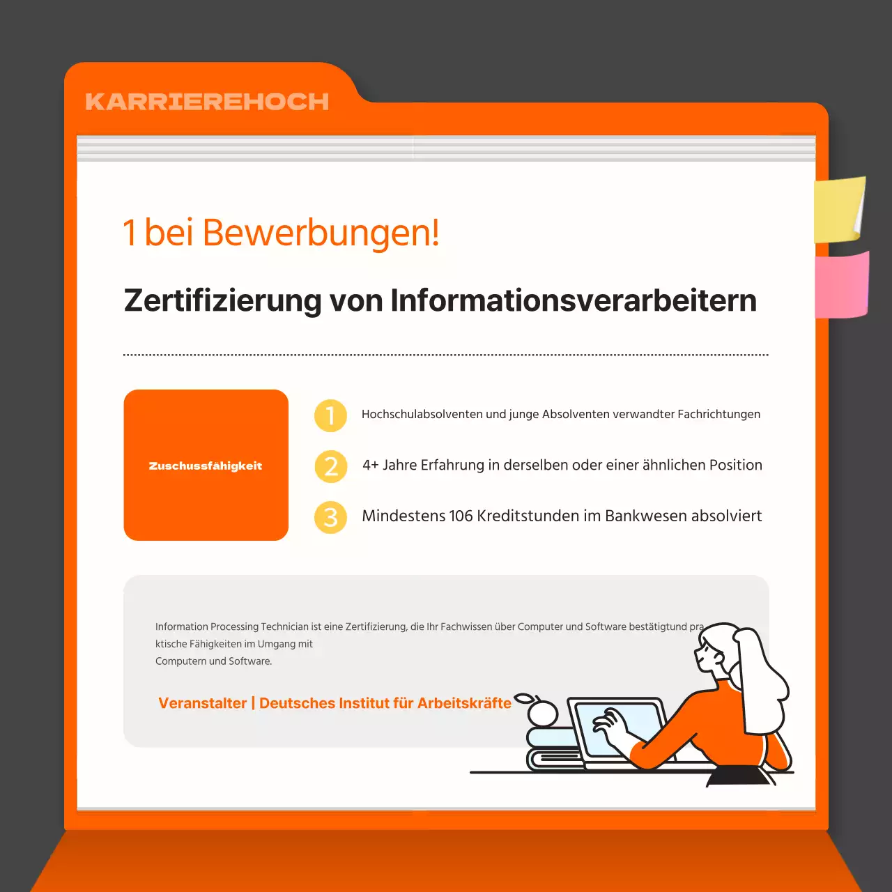 Eine einfache Qualifikationsanzeige in Grau und Orange