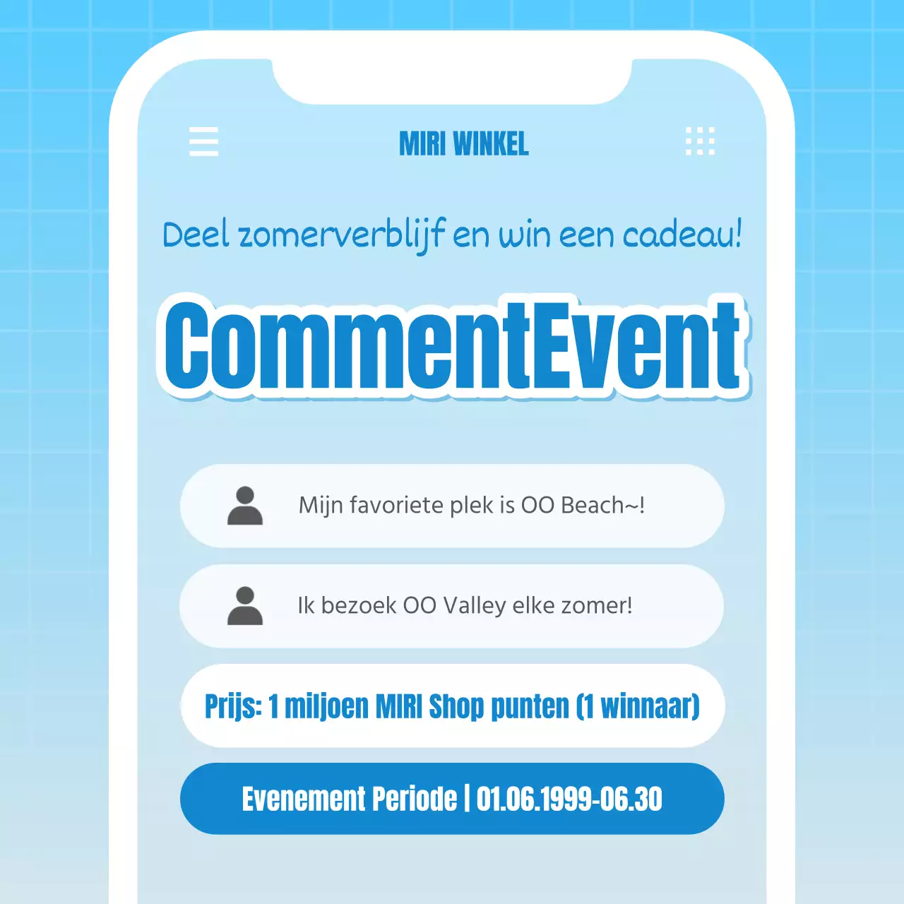 Promoot je evenement met lichtblauwe retro opmerkingen