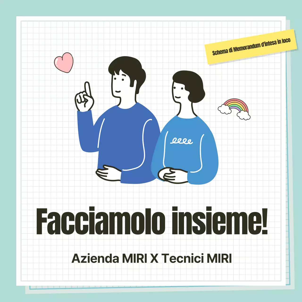 Promuovere una cerimonia di accordo commerciale in blu e menta