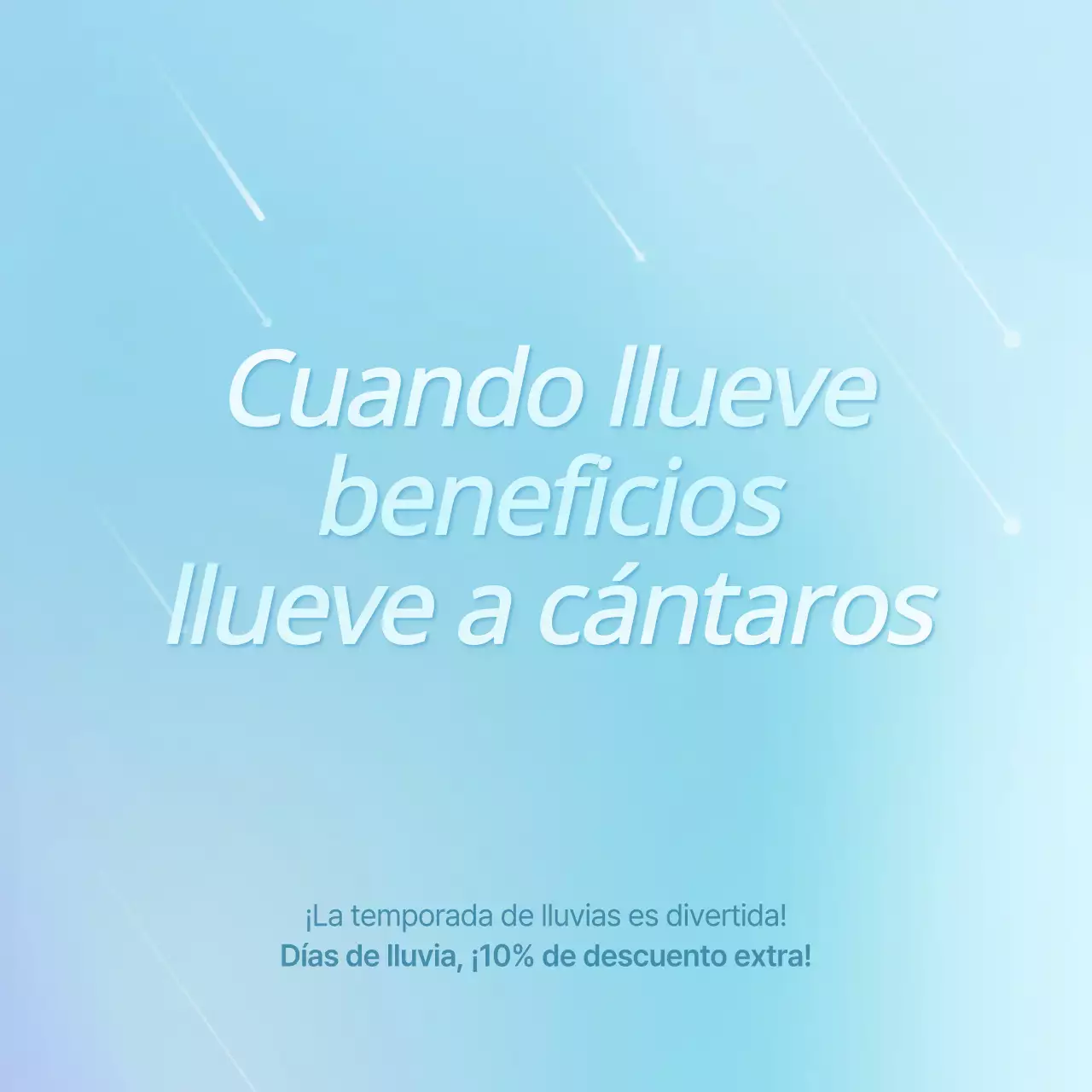 Anuncio sencillo de un evento de la temporada de lluvias en azul claro