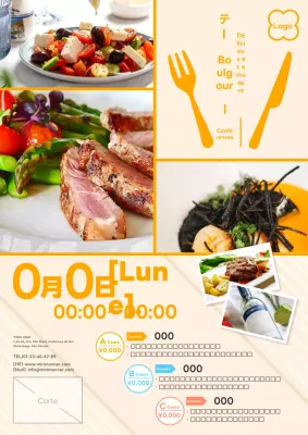 Cours moderne et simple sur les bonnes manières à table dans des publicités orange