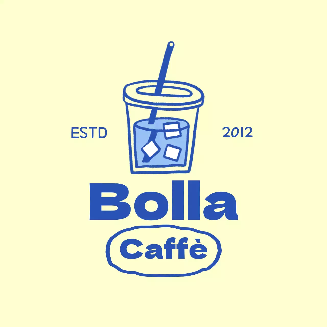 Promozione di un caffè giallo e blu concetto di bevanda illustrazione