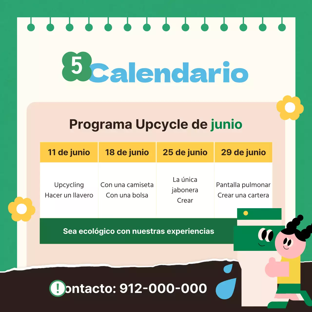 Guía de programas modernos de reciclaje en verde y azul claro