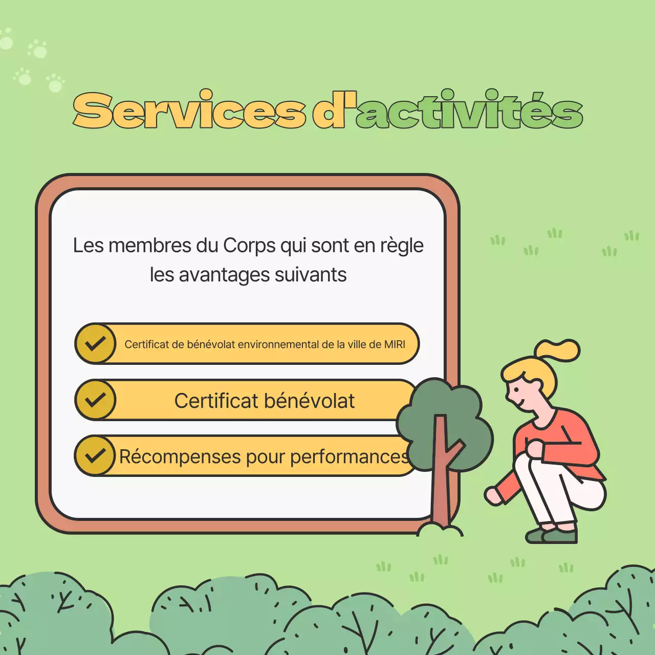 Promouvoir le recrutement d'étudiants universitaires volontaires pour l'environnement, de couleur verte ou chartreuse.