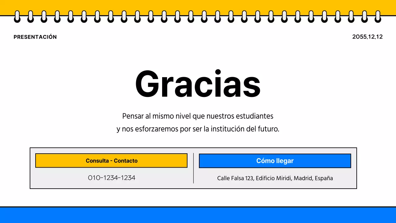 Promover un sencillo folleto escolar amarillo y azul