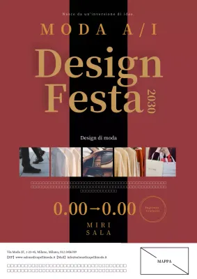 Pubblicità per eventi dal design classico rosso e nero