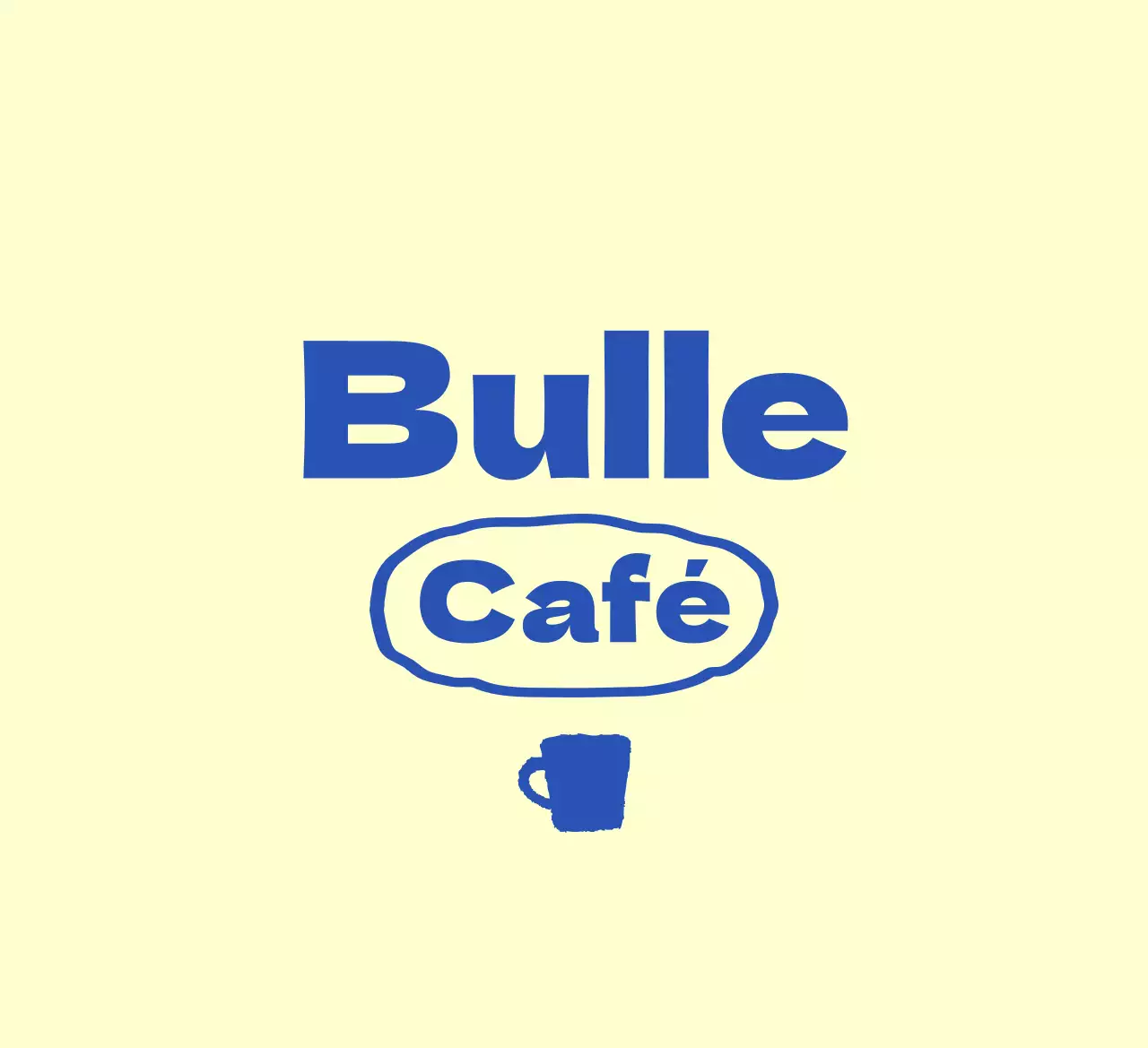 Promotion d'un café jaune et bleu, concept d'illustration d'une boisson